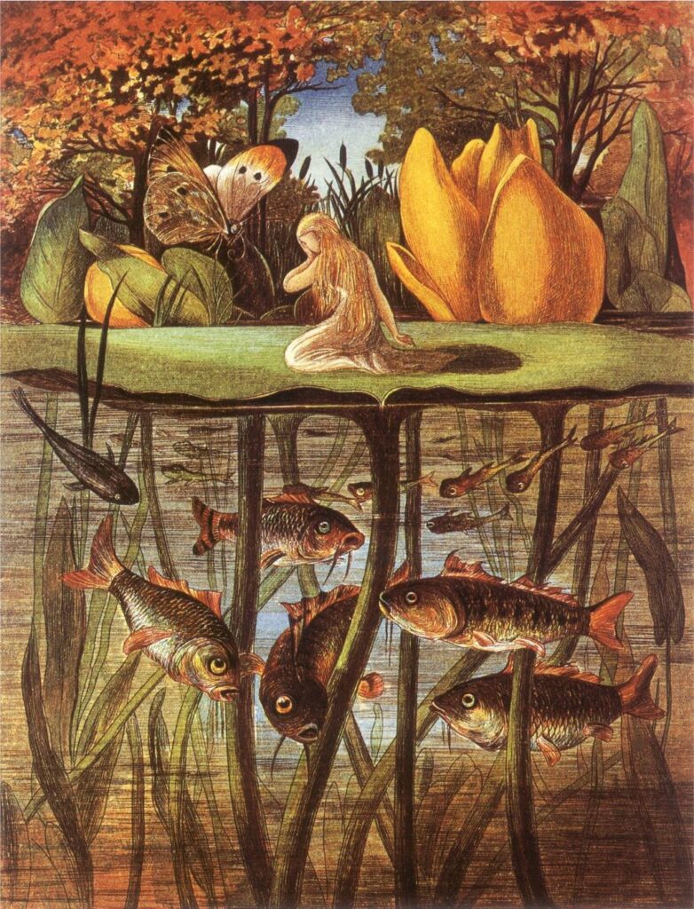 Illustration af H.C. Andersens eventyr 'Tommelise' (Eleanor Vere Boyle, 1872)