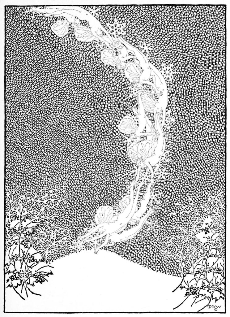 H.C. Andersen-illustration fra 'Sneedronningen' (Dugald Stewart Walker, 1914)