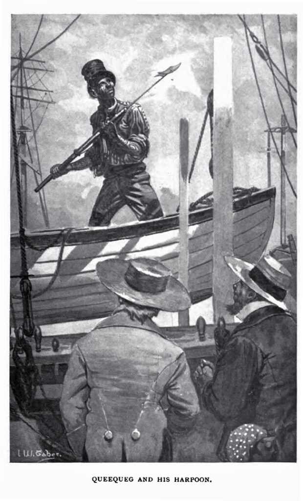 Illustration af Queequeq, en vigtig karakter i Herman Melvilles 'Moby Dick' (I.W. Taber, 1902)