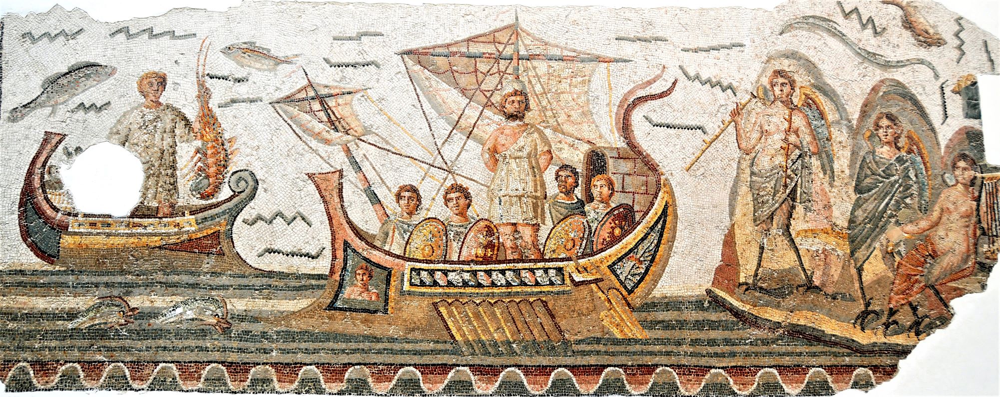 Odysseus og sirenerne, romersk mosaik, 3. årh (ukendt kunstner). Ifølge Horkheimer & Adorno kalder 'Odysseen' for ”den europæiske civilisations grundtekst”