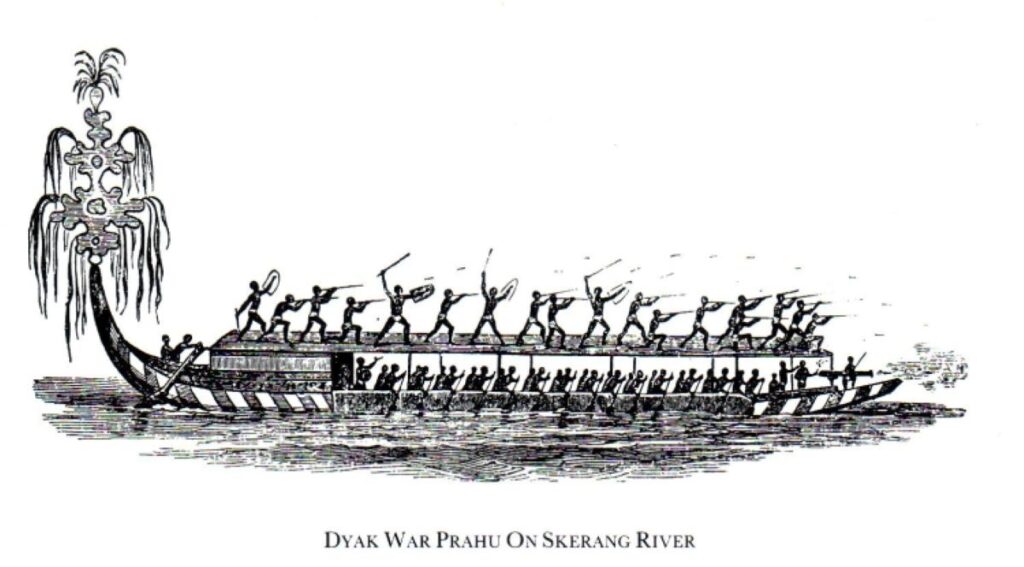 Iban-båd på floden (illustration: public domain)