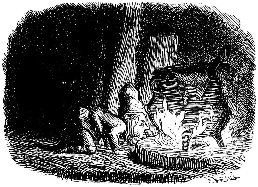 Illustration til H.C. Andersens eventyr 'Nissen og Madamen' (Lorenz Frølich, 1871)